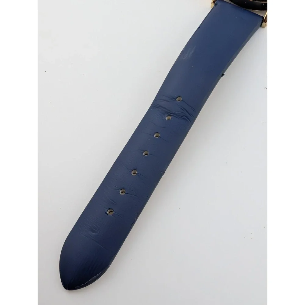 MSPCI‎ Glitter Dial Women's Watch 36mm Gold Case Blue Faux Leather Band- Working
